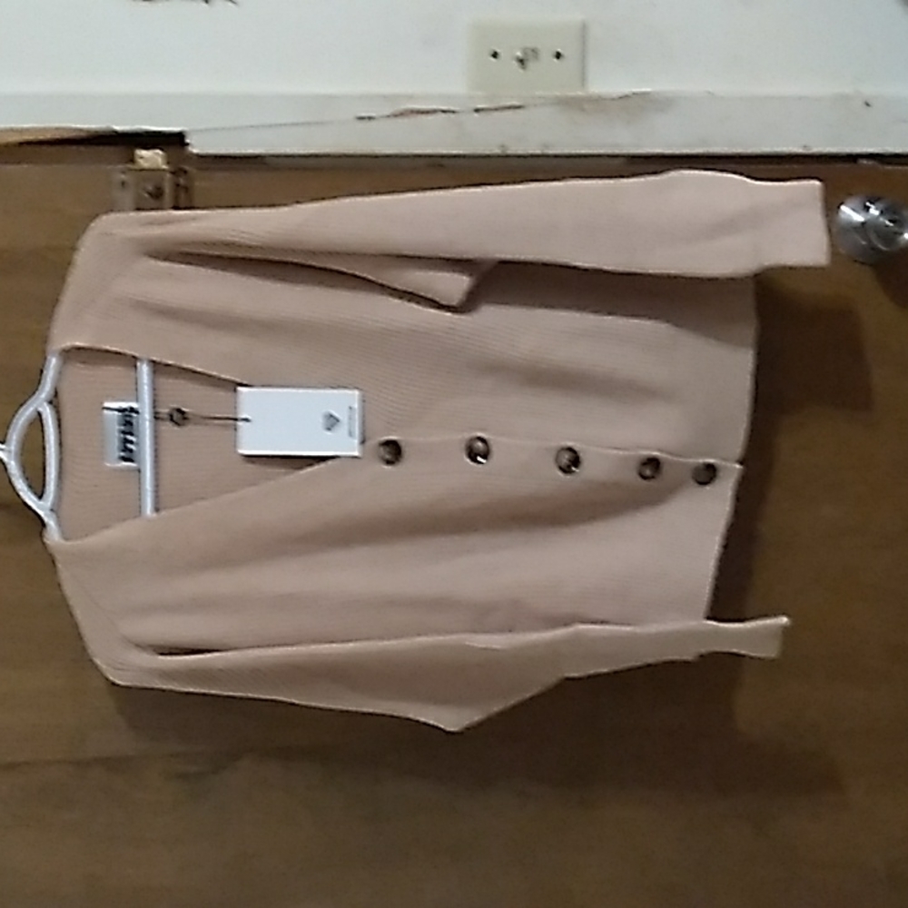 . Tan ribbed cardigan,  made in Italy,  Apparis brand,